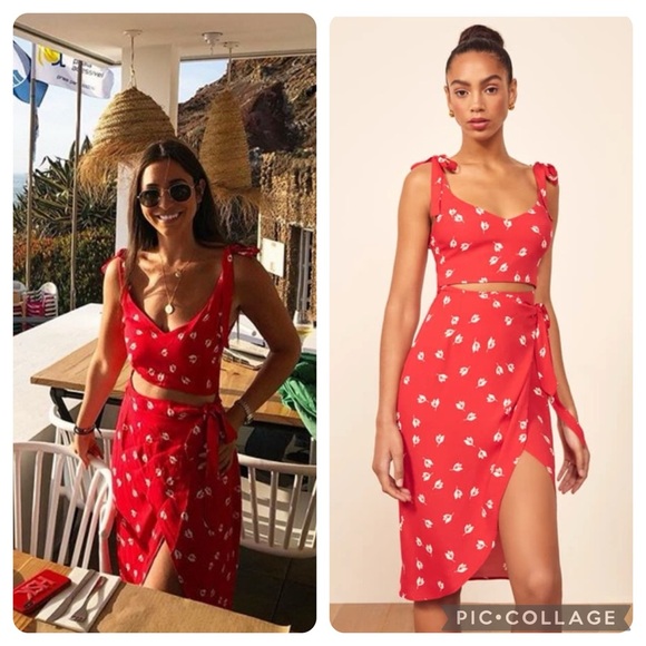 Reformation Dresses & Skirts - Reformation “Belinda” Wrap Cutout Sheath Dress In Jeanne Red Floral Print